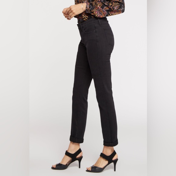 NYDJ Black Sheri Slim Ankle Cuff Denim Jeans 6 New NWT stretch - Picture 14 of 14
